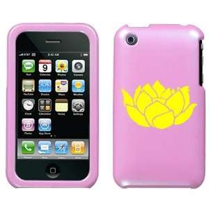   3G 3GS YELLOW LOTUS ON A LIGHT PINK HARD CASE COVER 