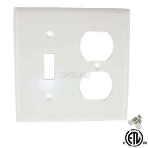   Combination Toggle Switch and Duplex outlet Wall plate, White Color