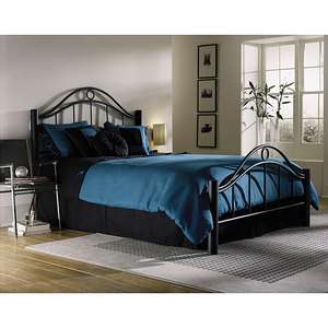 BLACK GRACEFUL ARCHED SOLID STEEL QUEEN SIZE BED NEW  
