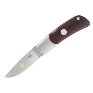 Fallkniven Knives Tre Kronor Folder, Maroon Micarta Handle, Plain Edge 