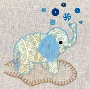 Vintage Elephant in Blue Canvas Reproduction