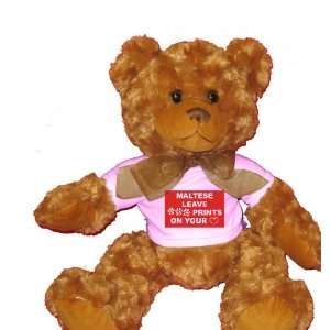  MALTESE LEAVE PAW PRINTS ON YOUR HEART Plush Teddy Bear 