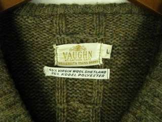 VTG 60s VAUGHN at Sather Gate UC Berkeley V Neck CABLE SWEATER 