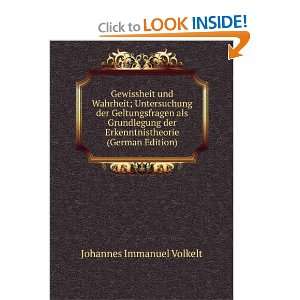   Erkenntnistheorie (German Edition) Johannes Immanuel Volkelt Books