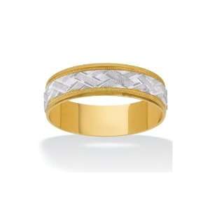  Lux 10K Tutone Gold Mens Weave Style Band Size 9: Lux 