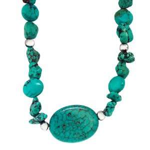   : Sterling Silver Beads with Turquoise Nugget Necklace, 16 Jewelry