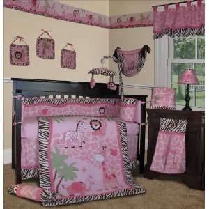 Custom Baby Girl Bedding   Pink Safari 14 PCS Crib Nursery Set Include 