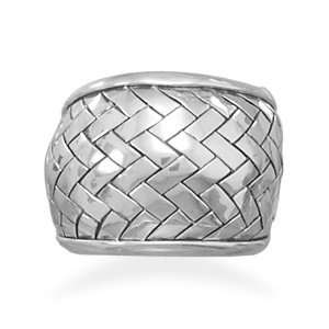    Sterling Silver Oxidized Weave Pattern Ring / Size 7 Jewelry