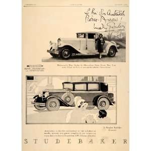  1929 Ad French Studebaker Car Mary Garden Opera Signed 