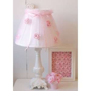  Pink Tulle Lamp Shade with Roses