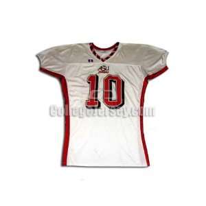  White No. 10 Game Used Arkansas State Russell Football Jersey 