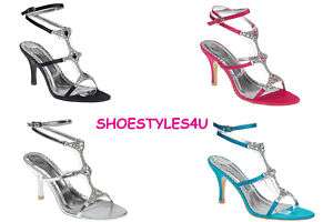   WEDDING PROM PARTY SANDALS SHOES HEELS TURQUOISE PINK BLACK SILVER