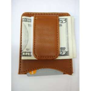 Magnet Deluxe Leather Money Clip Wallet Credit Card ID Holder Brown 