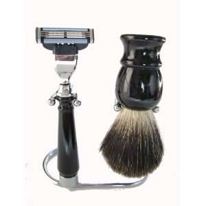  Black Badger Brush Mach 3 Razor with Stand Shaving Set 