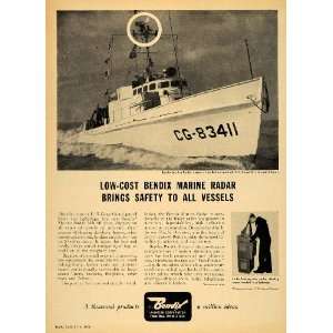  1956 Ad Bendix Aviation Marine Radar Coast Guard Boat 