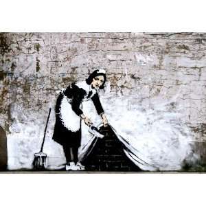  Banksy Camden Town Maid Sweeper Mini PAPER Poster Measures 