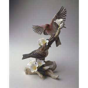  Purple Finches with Azaleas Porcelain Sculpture: Home 