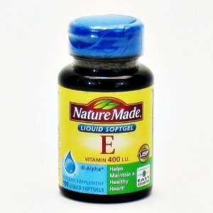  Nature Made Vitamin E, 400 IU, Softgels, 100 ct. Health 