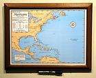 Framed Laminated Hurricane Tracking Chart with Dry Eras