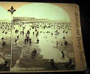 Griffith stereoview card Atlantic City Beach photo  