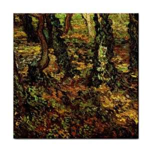  Tree Trunks with Ivy By Vincent Van Gogh Tile Trivet 