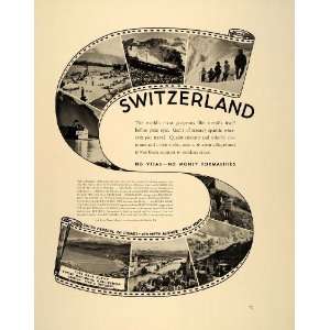  1939 Ad Switzerland Travel Swiss Federal Railroads Alps 