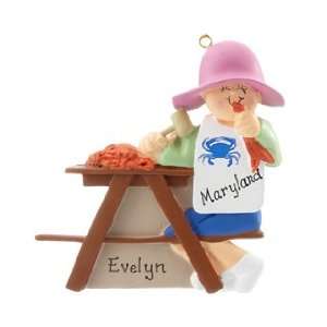  Personalized Eating Crab Female Christmas Ornament: Home 