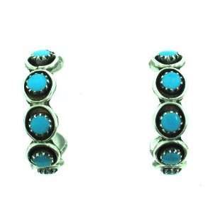   Beautiful Sterling silver Zuni Turquoise Blue Hoop earrings Jewelry