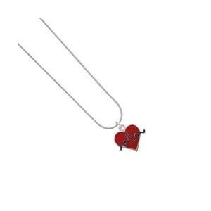  Red Heart with Rhythm Line Snake Chain Charm Necklace 