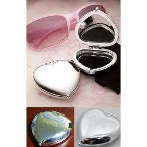  Engraved Heart Shaped Compact Mirror Favors Toys & Games