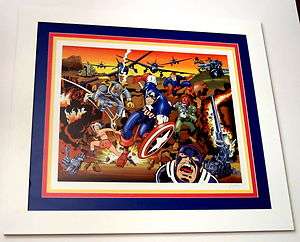 FRAMED CAPTAIN AMERICA 50TH BIRTHDAY PRINT DOUBLE SIGNED AUTOGRAPH 