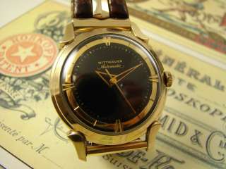   1950s WITTNAUER BEEFY GOLD FILL AUTOMATIC MENS SAUCER CASE DRESS WATCH