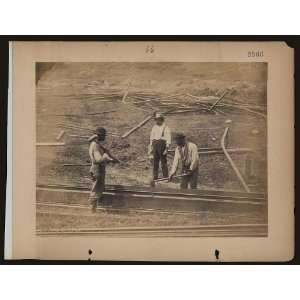 Railroad construction workers,Hammer track,1862,Russell  