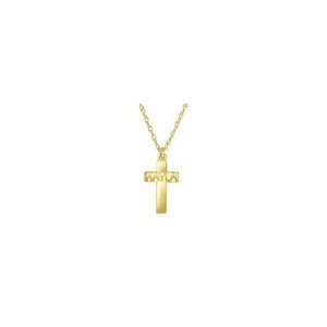   ZALES Childs Name Cross Pendant in 10K Gold (8 Letters) drop earrings