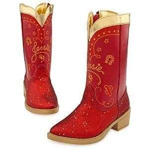 NWT DISNEY JESSIE TOY STORY 3 COSTUME BOOTS RED 7/8  