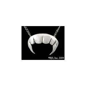 Vampire Fangs Sterling Silver Pendant with 24 inch Chain Necklace