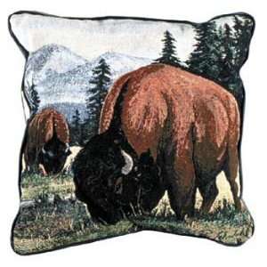  TAPESTRY PILLOW SIMPLY HOME WESTERN BISON