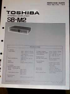 Toshiba SB M2 Stereo Amplifier Service Data/Manual  