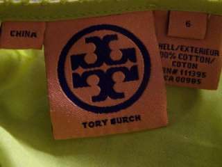 Tory Burch Chartreuse Ruffled Buttons Blouse Size 6 NWOT  