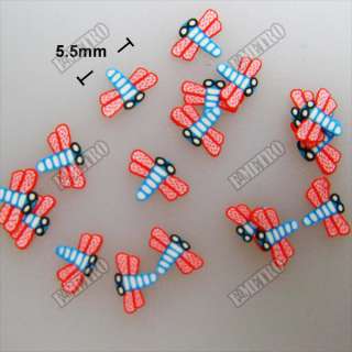 180 DragonFly 3D Polymer Clay Fimo Slices Nail Art Tips  