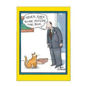   ever think outside the box cat cartoon fridge magnet: Home & Kitchen