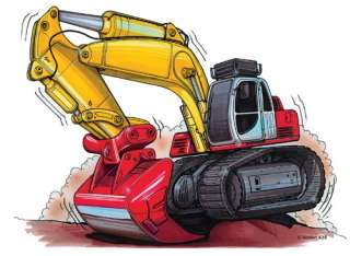   Cartoon T Shirts bulldozer backhoe, cementmixer, crane +more  