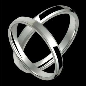 Belina   Exclusive 3mm Wide Platinum Wedding Bands with Bevelled Edge 