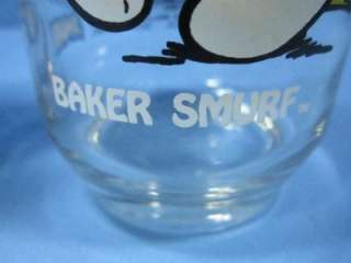   VINTAGE SMURF GLASSES 1983 HANDY & BAKER SMURF DRINKING GLASS  