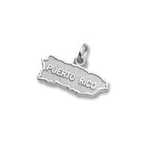  Puerto Rico Map Charm in Sterling Silver: Jewelry