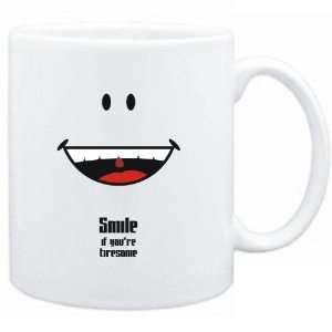    Mug White  Smile if youre tiresome  Adjetives