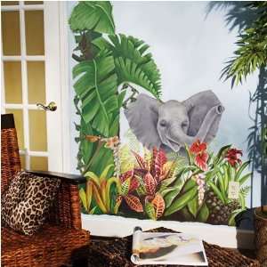   Elephant Jungle Mural   Tatouage Rub On Wall Transfer