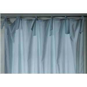  Aqua Ticking Curtain Panel: Home & Kitchen