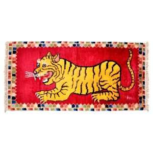  Red Crouching Tiger Meditation Rug