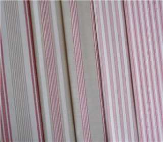 Pale vintage red white ticking stripe fabric French  